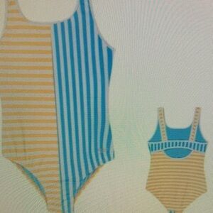 Striped Blue and Yellow Kids Swimsuit